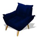 Poltrona Albany Sala De Estar Pés Palito Suede Azul Marinho - Hellen Decor