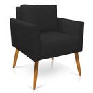 Poltrona Aline Suede Preto Pés Palito Castanho
