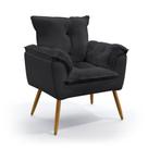 Poltrona Almofadada Decorativa Opala N-022 Veludo Chumbo Aradecor