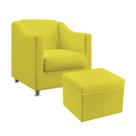 Poltrona Alya com Puff Quasar Sued Amarelo Aradecor