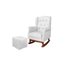 Poltrona Amamentação Balanço Canoa Letícia c/Puff Reto material sintético Branco - Montanaris Decor
