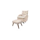 Poltrona Amamentação Balanço com Giro C/Puff Stella Suede Bege TC-S09 - Montanaris Decor