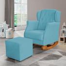 Poltrona Amamentação Balanço Descanso Helena Com Puff Suede