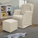 Poltrona Amamentação Balanço Descanso Manu Com Puff Linho