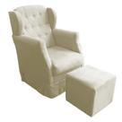 Poltrona Amamentação Balanço Manu com Puff Suede Bege Decor Elity