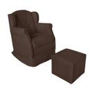 Poltrona Amamentação com Balanço e Puff Luxo Suede Manuela