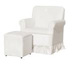 Poltrona Amamentação com Puff Laura Suede Branco - Vallisa Decor