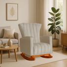 Poltrona Amamentação E Descanso Pés Balanço Libia Suede Suede Cappuccino