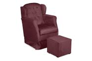 Poltrona Amamentação Malu Com Balanço e Puff Suede Bordo - Fm