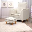 Poltrona Amamentação + Mini Puff Opala Tecido Suede Bege - FRI Varejo