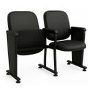 Poltrona Auditório Rebatível 02 Lugares Linha Premium - material sintético Preto - 38102