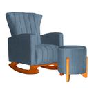 Poltrona Balanço C/ Puff Melinda Linho Azul - LM DECOR Poltrona Balanço C/ Puff Melinda Linho Azul - LM DECOR