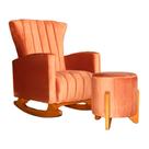 Poltrona Balanço C/ Puff Melinda Veludo Terracota - LM DECOR