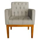 Poltrona Baronesa Capitone Pés Madeira com Base Reforçada Suede