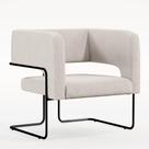 Poltrona Base De Aço Preto Linho Cru C-443