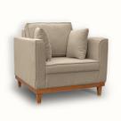 Poltrona Base de Madeira Linho Premium Moderno Minimalista Confortável Penélope Poltrona Base de Madeira Linho Premium Moderno Minimalista Confortável Penélope