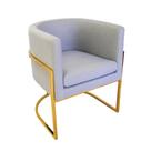Poltrona Base Dupla Metal Dourado Moderno Estof Cinza Luxo Poltrona Base Dupla Metal Dourado Moderno Estof Cinza Luxo