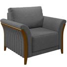 Poltrona Base Fixa Stefan M03 Linho Chumbo