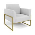 Poltrona Base Industrial Alta Dourado Marisa Linho Cinza A05 D03 - D'rossi