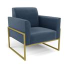 Poltrona Base Industrial Alta Dourado Marisa Suede D03 - D'rossi Cor Azul Marinho