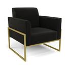 Poltrona Base Industrial Alta Dourado Marisa Suede D03 - D'rossi Cor Preto