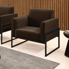 Poltrona Base Industrial Alta Preto Marisa Suede Marrom