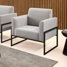 Poltrona Base Industrial Alta Preto Marisa Veludo Cinza