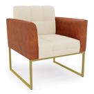 Poltrona Base Industrial Dourado Elisa Nozes-linho Bege A19 D03 - D'rossi
