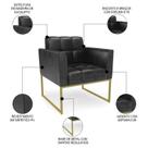 Poltrona Base Industrial Dourado Kit 2 Ana Sintético Pu Preto - Ibiza Poltrona Base Industrial Dourado Kit 2 Ana Sintético Pu Preto - Ibiza