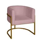Poltrona Base Industrial Dourado Sala De Estar Lety Veludo S05 - D'rossi Cor Rose
