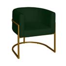 Poltrona Base Industrial Dourado Sala De Estar Lety Veludo Verde S05 - D'rossi