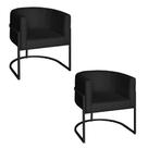 Poltrona Base Industrial Preto Kit 2 Lety Veludo S05 - D'rossi Cor Preto