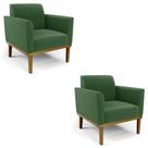 Poltrona Base Madeira Castanho Kit 2 Maressa Suede Verde - Ibiza Poltrona Base Madeira Castanho Kit 2 Maressa Suede Verde - Ibiza