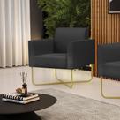 Poltrona Base X Industrial Dourado Marisa material sintético