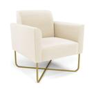 Poltrona Base X Industrial Dourado Marisa Veludo D03 - D'rossi Cor Bege