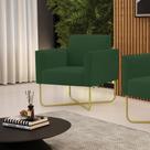 Poltrona Base X Industrial Dourado Marisa Veludo Verde D03 - D'Rossi