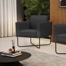 Poltrona Base X Industrial Preto Marisa material sintético