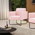 Poltrona Base X Industrial Preto Marisa Suede Rosa Bebê