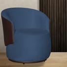 Poltrona Beatriz Suede Azul Royal Com Composê Corano Marrom - Belliv Decor