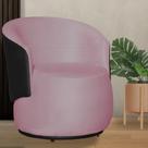 Poltrona Beatriz Suede Rosa Com Composê Corano Preto - Belliv Decor