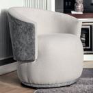 Poltrona Beatriz Tecido Boucle Bege Composê Calacata Cinza - Vallisa Decor