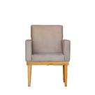 Poltrona Bela Luxo Base De Madeira Maciça Recepção - Suede Bege