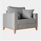 Poltrona Beny com base em Madeira Linho Cinza Ideal Moveis acompanha 2 almofadas