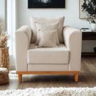 Poltrona Beny Para Sala de Estar Recepção Linho Bege Poltrona Beny Para Sala de Estar Recepção Linho Bege