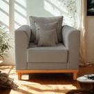 Poltrona Beny Para Sala de Estar Recepção Suede Cinza