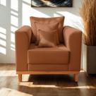 Poltrona Beny Para Sala de Estar Recepção Suede Terracota