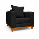 Poltrona Beny Pés E Base Em Madeira Escritório Sala Recepção Suede Preto Lupesa Móveis Ltda