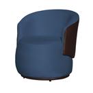 Poltrona Bia Redonda com Composê Suede Azul Royal e material sintético Marrom - FM
