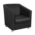 Poltrona Bia Vit Decor em material sintético Preto com Pés Plásticos Moderna e Confortável para Sala ou Escritório