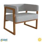 Poltrona Bria Base Nogueira Tecido Cinza Claro - Ease
